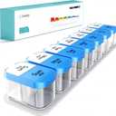 Daviky Large Pill Organizer 2 Times a Day - XL Pill Box 7 Day, Big Vitamin Holder with 7 Detachable AM/PM Compartments, Big Supplement Container for Weekly or Daily Use (Blue)