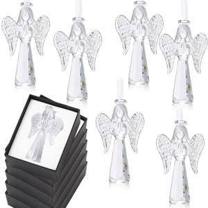 CroBlissful 6 Pcs Crystal Angel Figurine Mother's Day Birthday Gifts Glass Guardian Angel Ornaments Home Decor for Mom Women Men Christian Blessing(Elegant)