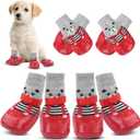 YAODHAOD Anti-Slip Dog Socks for Hardwood Floors,Dog Shoes Hot/Cold Pavement to Prevent Licking Paws,Dog Boots & Paw Protector, Traction Control Booties for Small Dogs(4PCS) (Red, Small)