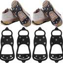 WBCBEC 2 Pairs Non Slip Gripper Spike Ice Traction Cleats Walk Traction Cleat Durable Ice Snow Grips for Shoes, Boot with 8 Steel Studs Crampons