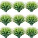 JEMONG 30 Bundles Artificial Grasses Outdoor UV Resistant Fake Grasses No Fade Faux Plastic Plants Garden Porch Window Box Decorating