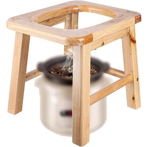 Wooden Steam Seat with Four Legs,Three-Dimensional Toilet,Yoni Steamer Chair,Bedside Commode Seat,Bathroom Anti-Skid Shower Stool,Steaming Chair V Steam at Hom Eattachment 15.7"H (No Steamer), Large