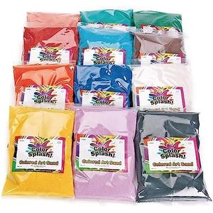 S&S Worldwide Color Splash! Art Sand Asst. 24 lbs! For Sand Art Layering in Bottles, Decorating Adhesive Sand Art Boards, DIY, Kids, Groups, 12 Fun Colors of Fine Sand in 2lb Bags Non-Toxic Pk of 12