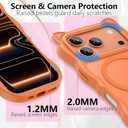 3 in 1 Magnetic for iPhone 17 Pro Max Case for Women Girls,1X Screen Protector+1X Camera Lens Protector,Compatible with MagSafe,Translucent Matte,Cute Cat-ear Wavy Phone Case,6.9",Bright Orange