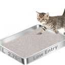 Low Entry Stainless Steel Cat Litter Box for Big Cats, Extra Large Metal Kitten Shallow Litter Box, Easy Access Kitty Litter Pan Tray, Easy Cleaning -17.72'' Lx 13.78'' W x 2.76'' H