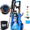 Electric Pressure Washer 5000 PSI 3.0 GPM Adjustable Pressure, Power Washers Electric Powered with 33ft Pressure Hose, 4 Nozzles and 500ml Foam Cannon, Powerwashers for Home, Car, Blue
