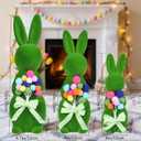 BrilliantJo Spring Decoration Figurines Decor Gift for Women Cute Moss Bunny Large Rabbit Kit Holding Balloons Set of 3(15", 13", 10") Green Desk Mother's Day Holiday Birthday for Home Office Garden