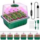 YAUNGEL Seed Starter Tray with Grow Light, 6 Pack Seed Starter Kit with Timing Controller Adjustable Brightness, Thicken Seedling Starter Trays with Humidity Domes Heightened Lids, Gift Box