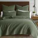 Levtex Home Cross Stitch Reversible Full/Queen Quilt Set (88x92in) and 2 Pillow Shams (26x20in) - Stitch Texture - Forest Green - Cotton Full/Queen Size Quilt Bedding Set - Lightweight Soft Pre-Washed