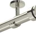 Ceiling Curtain Rod 48-84, Adjustable Ceiling Mounted Curtain Rod, Ceiling Rods for Curtains with three Heavy Duty Modern Design Brackets included, Cortinero De Techo, Brushed Nickel 1 inch