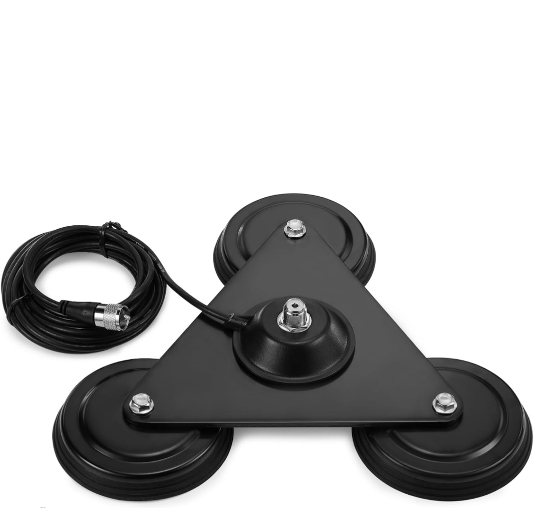 Radioddity M916 Heavy Duty Antenna Magnet Mount SO-239 Connection with CB/VHF/UHF/HF Support, and 4M/157’’ RG-58AU Coaxial Cable, for Ham Radio CB Transceiver, PL-259 Plug