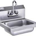 HALLY Stainless Steel Sink for Washing with Faucet, NSF Commercial Wall Mount Hand Basin for Restaurant, Kitchen and Home, 17 x 15 Inches