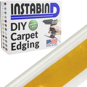 Instabind 54 ft Roll Premium Carpet Edge Binding  Regular Style Carpet Edge Trim for Do-It-Yourself Rug Edging- with Durable Hold & Easy Finishing for Rug Edges - USA Made Flooring Products, Ice