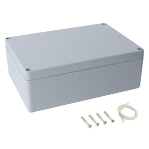 LeMotech Electrical Box, Aluminum Alloy Metal Junction Box, IP67 Waterproof Dustproof Project Box, Outdoor Universal Enclosure, Grey 10.4x7.2x3.7in (265x185x96mm)