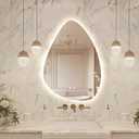 Niccy Irregular LED Bathroom Mirror, 20"x28" Asymmetrical Backlit Vanity Wall Mirrors, Frameless Lighted Mirrors for Bedroom, Living Room, Modern Smart-Mirror with Anti-Fog, Dimmable, Memory Function