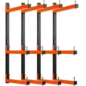 4 Pack Lumber Rack Wall Mount, Heavy Duty Wood Storage Racks, 6-Level System Organizer Shelving, 720 LBS Capacity Hanging Garage Shelves, Orange Brackets Utility Metal Shelf for Indoor and Outdoor
