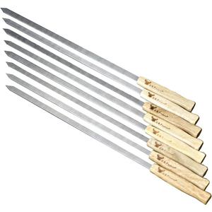 G & F Products Brazilian BBQ Skewers, Stainless Steel Kabob Sticks, 17-Inch Flat Blade, Heavy-Duty Hardwood Handles, Set of 8, Reusable, Commercial-Grade for Grilling Meat & Kebab, Outdoor Cooking