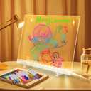 LED Note Board with Colors 12-Color Illuminated Acrylic Drawing Board - Dry-Erase Night Light with Stand for Home/Office/Gift/Festival (12" W x 8.5" H (White)