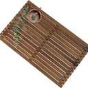 Sunnydaze Solid Teak Shower Mat - Spa-Inspired Large Wood Bath Mat for Indoor or Outdoor Use - 32" x 20"