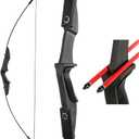 TOPARCHERY Archery 57" Takedown Youth Recurve Bow Hunting Black Long Bow for Beginner Teenagers Right Left Hand Black - Draw Weight 20lbs 30lbs 40lbs