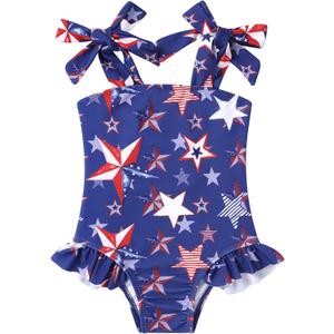 YOUNGER TREE Toddler Swimsuit Girl Color Block Stripe One-Piece Swimwear Baby Girl Bathing Suits (4-5T, Star Print)
