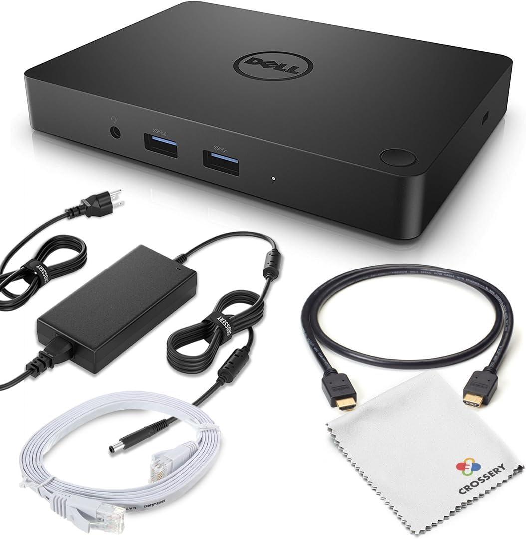 Dell WD15 USB 3.0 Docking Station Bundle with Dual Monitor Support, 130W Power Adapter, HDMI/VGA/MiniDP, Ethernet, and Multiple USB Ports