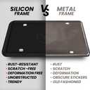 2 Pcs Silicone License Plate Frames with 2 Clear Polycarbonate Covers, Rust-Proof, Weather Resistant, Easy Installation, Premium License Plate Protector, Covers & Frames with 2 Drainage Holes