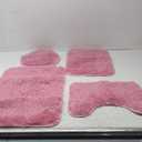 Huniupore 4 Piece Non Slip, Toilet Lid Cover and Contour Mat, Bath Mats Shower Mats Bath Rug Mat for Tub Toilet Bathroom (Pink)