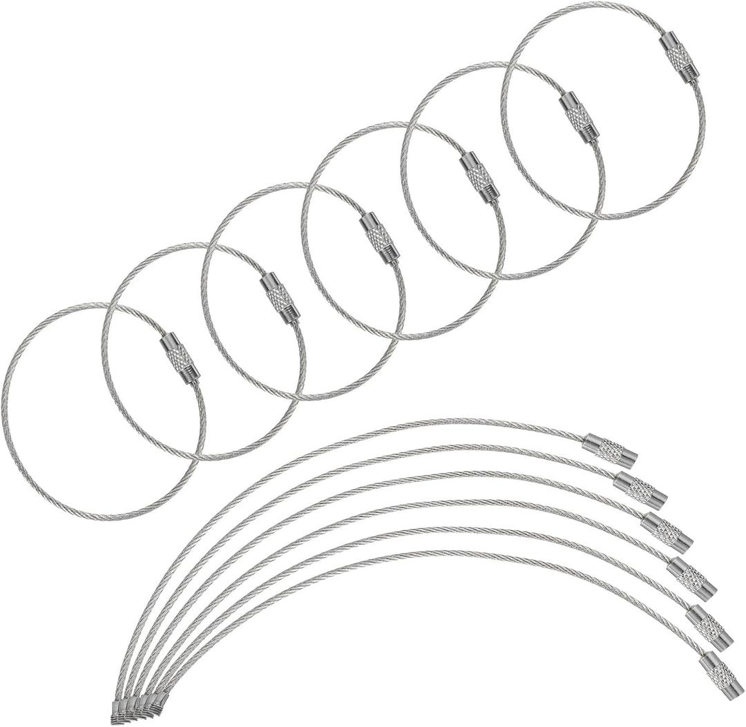 uxcell Wire Keychain Cable, Coated Stainless Steel Luggage Tag Loops Metal Wire Cable Key Ring Loop for Luggage Key ID