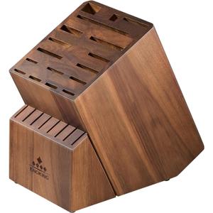 ENOKING Knife Block without Knives, Large Knife Holder- 25 Slots Acacia Wood Universal Knife Block, Butcher Block Countertop for Knife Storage Organizer