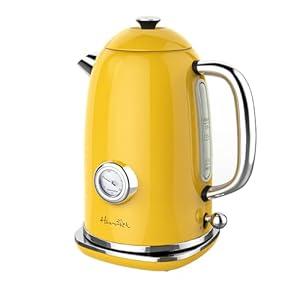 Harriet Electric Kettle, 1.8L Retro Electric Tea Kettle with Thermometer, 1500W Stainless Steel Hot Water Kettle Electric with LED Indicator, Fast Boiling, Cordless, Auto Shut-Off, Beige White