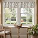 jinchan Linen Valance Kitchen Curtain Pack of 2 Double Layer 16 Inch for Living Room Bedroom Window Treatment Light Filtering Vintage Farmhouse Cottagecore Rod Pocket 2 Panels Grey on Beige