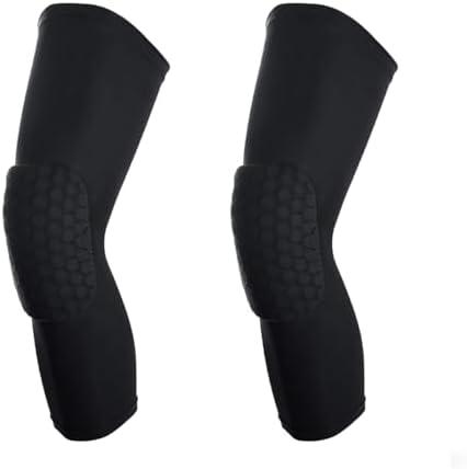 Basketball Knee Pads, 2 Pack Honeycomb Anti Collision Leg Compression Sleeves, Sports Sleeves for Wrestling Football Volleyball Soccer Skating (Small, Black)