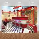 8x6ft Classic Dining Background Fast Food Soda Shop 50s Resumed Catering Meal Time Background Photography Banner Picture Child Birthday Shower Backdrop Decor BJME004