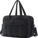 Gym Bag for Women,35L Lightweight Duffel Bag for travel with Multiple Pockets Personal Item Bag Water Resistant Weekender Overnight Carry on Bag fit Laptop 16" (1-Black)