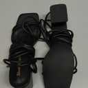 Shoe'N Tale Lace Up Heels for Women Ankle Strappy Gladiator High Heeled Sandals Chunky Block Heel Square Open Toe Criss Cross Dress Shoes Size 10