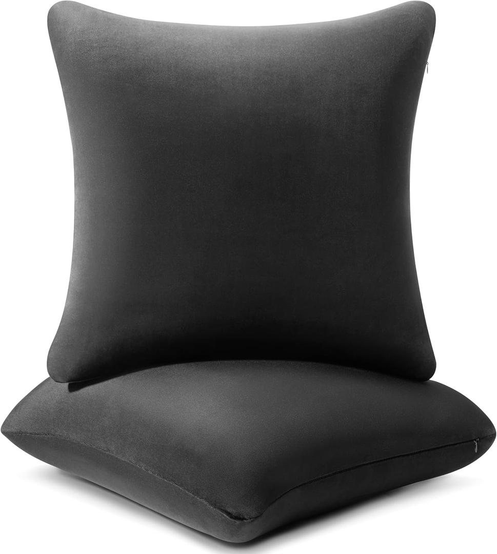 AM AEROMAX 22 22 Pillow Insert (Pack of 2) Memory Foam Throw Pillow Insert Sham Square for Decorative Cushion Bed Couch Sofa Without Deform After Longtime Use(Black)