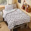 Joiedomi Twin Comforter Set White, 2 Pieces Floral Twin Bedding Set with 1 Soft Reversible Botanical Comforter and 1 Pillow Sham, Bed in a Bag for All Seasons