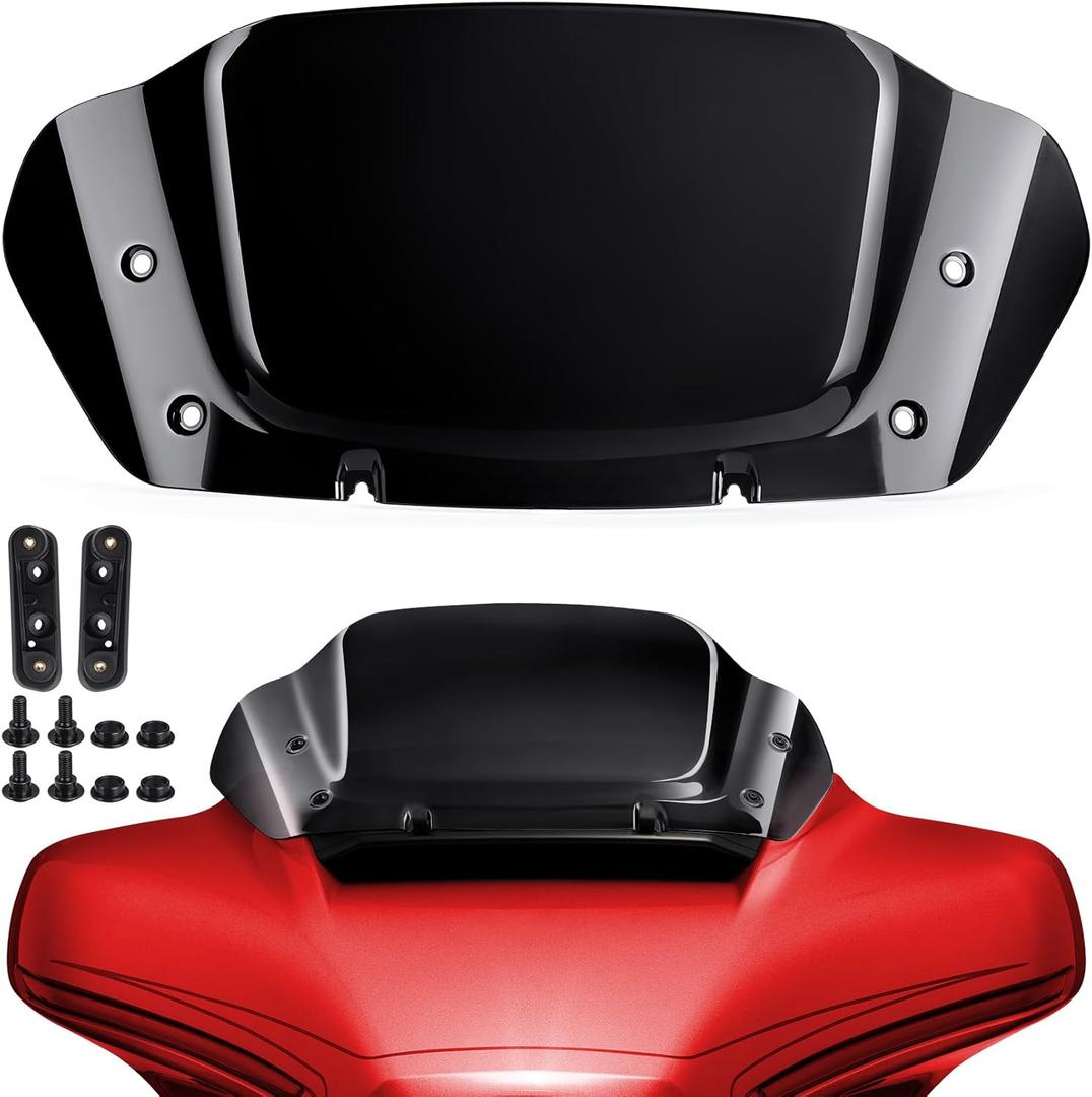 Amazicha Windshield 8" Wave Windscreen Wind Splitter Compatible for CVO Street Glide FLHXSE 2023-2025, Street Glide FLHX 2024-2025, FLHXU 2025Black