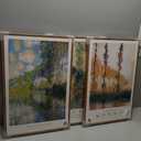 Large Framed Claude Monet Landscape Wall Art for Living Room, 3 Piece Impressionist Vintage Nature Prints Paintings, Green Tree Canvas Pictures Artwork Decor for Bedroom Entryway 16x24 Inch