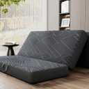 Vamcheer Tri Folding Mattress Full Size - 6 Inch Foldable Mattress Portable Tri-fold Memory Foam Mat, Handle & Non-Slip Bottom with Washable Cover for Travel RV Camping Guest, 73"x52"x6", Grey