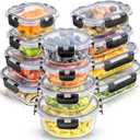 JoyJolt 24pc Borosilicate Glass Storage Containers with Lids | 12 Airtight/Freezer Safe Food Storage Containers for Pantry and Kitchen | Meal Prep Container for Lunch | Glass Tupperware Set