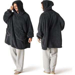 Bedsure Wearable Blanket Hoodie Mothers Day Gifts for Women, Warm Cozy Hoodie Blanket Sweatshirt for Adult Women Men, Charcoal, Oversized