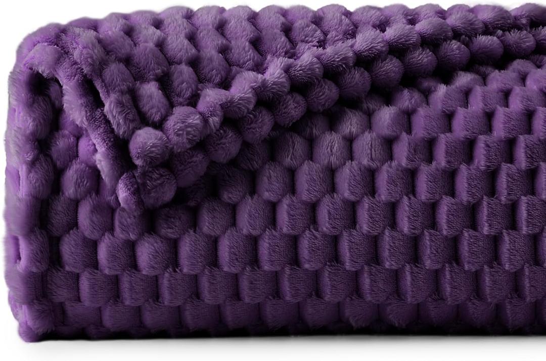 BEDELITE Fleece Throw Blanket for Couch & Bed - 3D Jacquard Decorative Purple Blanket, Super Soft and Cozy Warm Fuzzy Blanket All Seasons Suitable, 50x60Inches (Throw(50"x60"))