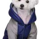 Winter Small Medium Dog Coat,Hooded Four-Legged Dog Jacket Cotton-Padded for Puppy Cat Doggie Pets Dog Clothes Apparel Clothing (Navy, Small)
