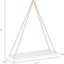 Mkono Wood Hanging Shelves for Wall Boho Decor Swing Rope Rustic Floating Shelf, Set of 3 Wall Display Shelving Home Organizer Rack for Living Room Bedroom Bathroom Kitchen,White