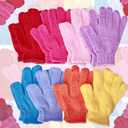 16 Pcs Exfoliating Bath Gloves Shower Gloves, 8 Colors Double Sided Exfoliating Gloves for Beauty Spa Massage Skin Shower Body Scrubber Bath Accessories, Made of Nylon