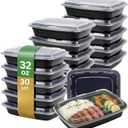 Meal Prep Containers [30 Pack] Rectangular Food Storage Containers with Lids, Bento Box, BPA Free, Stackable, Microwave/Dishwasher/Freezer Safe To Go Food Containers for Meal Prep (32 oz)