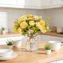 Kimura's Cabin Faux Flowers with Vase,Artificial Silk Peony in Vases Fake Flower Hydrangeas Arrangement for Dining Table Home Office Farmhouse Bathroom Centerpiece Wedding Decorations（Yellow）
