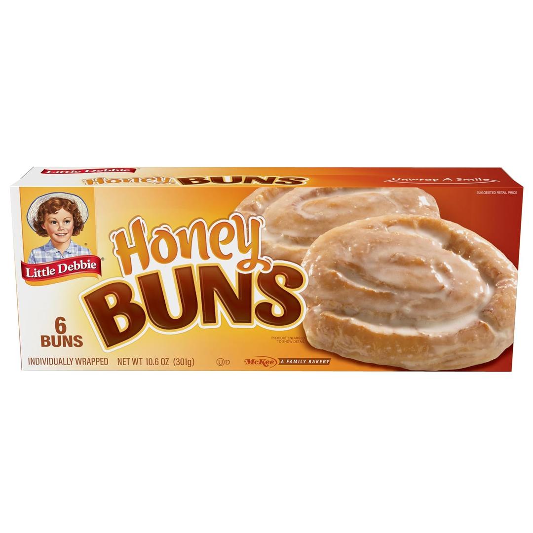 4 x Little Debbie Honey Buns, 6 Individually Wrapped Pastries, 10.6 OZ Box (EXP 08/12/26)